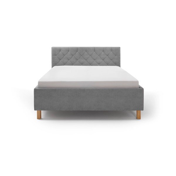 Letto matrimoniale imbottito grigio chiaro con contenitore con rete inclusa 160x200 cm San Remo – Meise Möbel-image-2