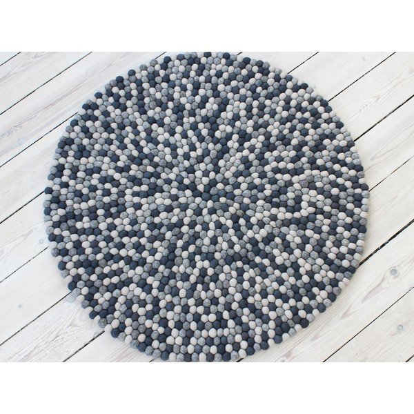 Tappeto in lana grigio scuro, ⌀ 200 cm Ball Rugs - Wooldot-image-1