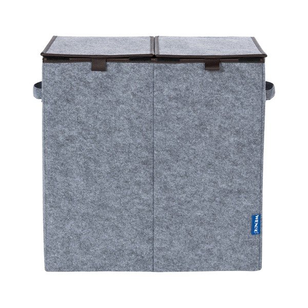 Cesto doppio per biancheria Duo grigio-marrone, 82 l - Wenko-image-1