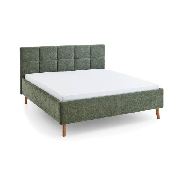Letto matrimoniale imbottito color kaki con contenitore con rete inclusa 180x200 cm Nova – Meise Möbel