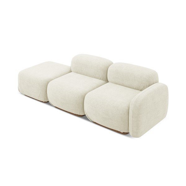 Chaise lounge componibile color crema (con penisola a sinistra) con rivestimento in bouclé Ailani – Makamii-image-2