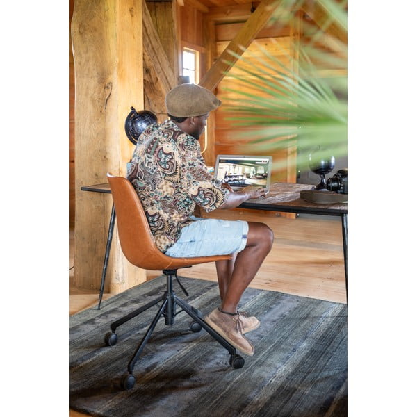 Sedia da ufficio marrone su ruote Franky - Dutchbone-image-2