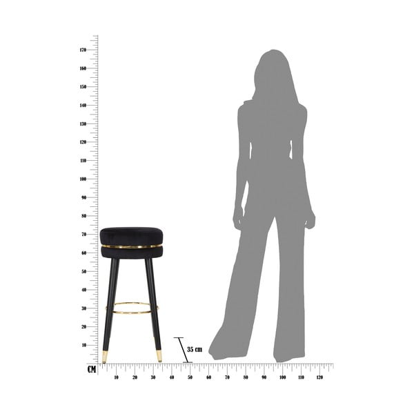 Sedia da bar nera/dorata in imbottito (altezza della seduta 74 cm) Paris – Mauro Ferretti-image-4