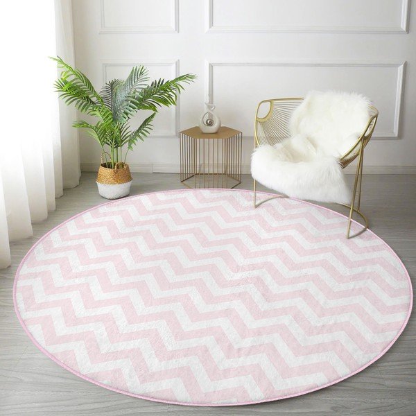 Tappeto rotondo lavabile rosa chiaro adatto per aspirapolvere robot ø 120 cm Comfort - Mila Home-image-4