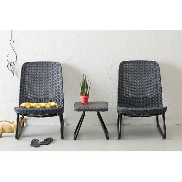 Set da giardino in rattan artificiale grigio scuro per 2 persone Rio - Keter-image-3