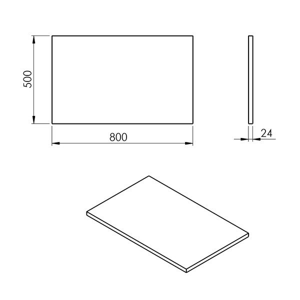 Piano bianco per lavabo 80x50 cm Plato – Sapho-image-2