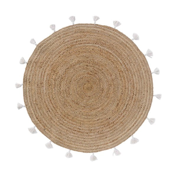 Tappeto rotondo in colore bianco e naturale ø 120 cm Shira - douceur d'intérieur