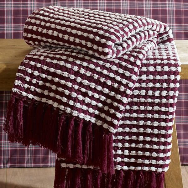 Coperta burgundy 125x150 cm Stab Stitch – Catherine Lansfield-image-1