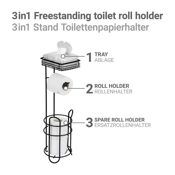 Porta carta igienica nero opaco in acciaio – Wenko-image-3