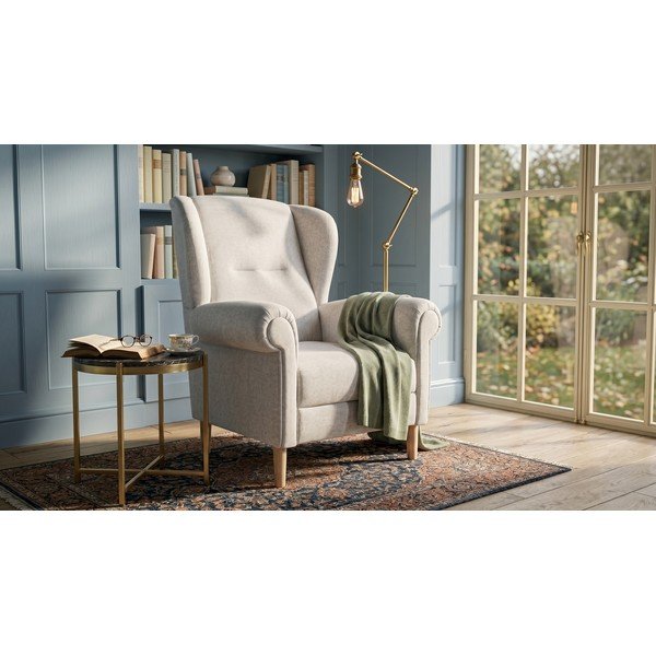 Poltrona con braccioli beige Swan – Ropez-image-1