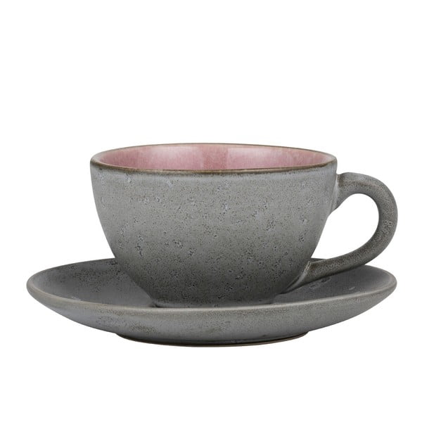 Tazza da cappuccino in gres rosa-grigio 220 ml Mensa - Bitz
