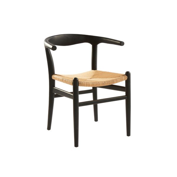 Sedia da pranzo nera/color crema in olmo massiccio con braccioli Nattavaara – Jotex