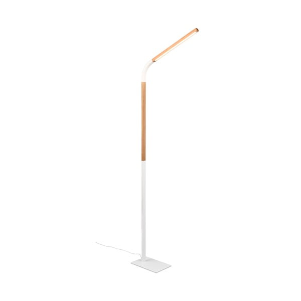 Lampada da terra a LED in colore bianco e naturale con paralume in legno (altezza 169,5 cm) Norris - Trio