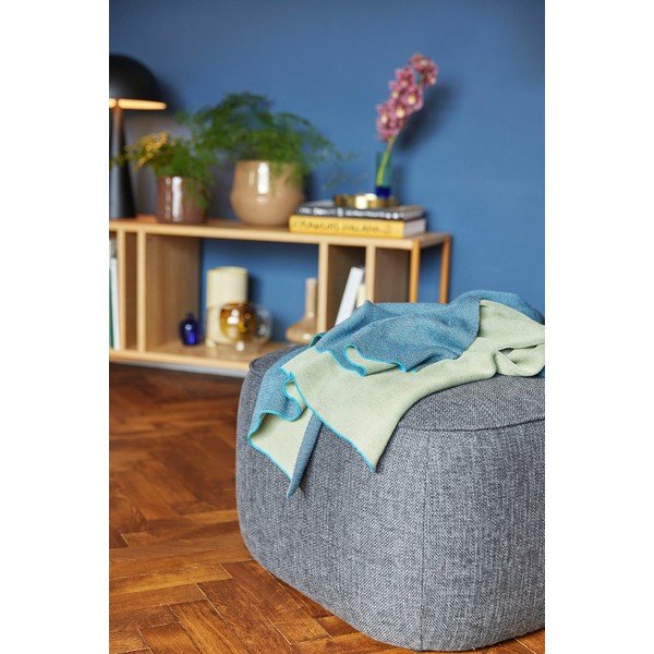 Plaid di cotone blu-verde Cozy, 130 x 200 cm - Hübsch-image-1