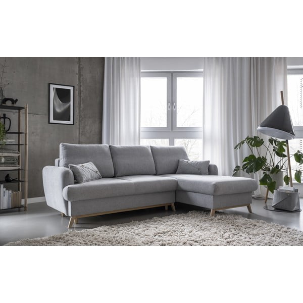 Divano angolare grigio chiaro allungabile/con contenitore (con penisola a destra/con chaise lounge) Scandic Lagom – Miuform-image-3