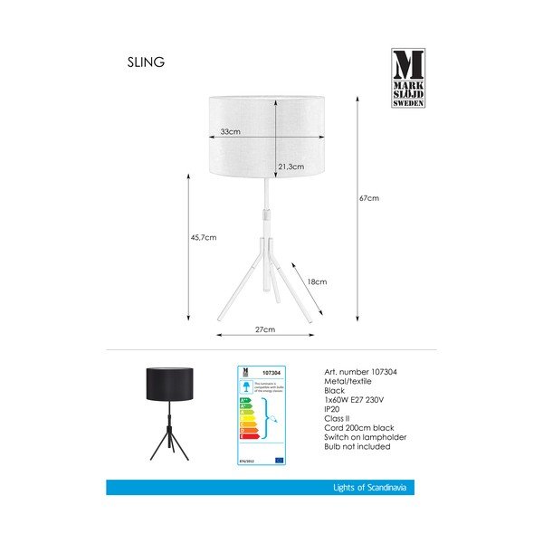 Černá stolní lampa Markslöjd Sling-image-2
