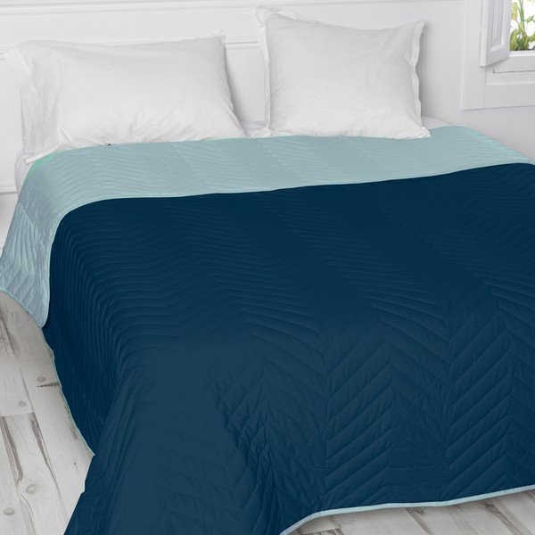 Copriletto trapuntato in cotone color menta e blu 180x260 cm Arista - Happy Friday-image-4