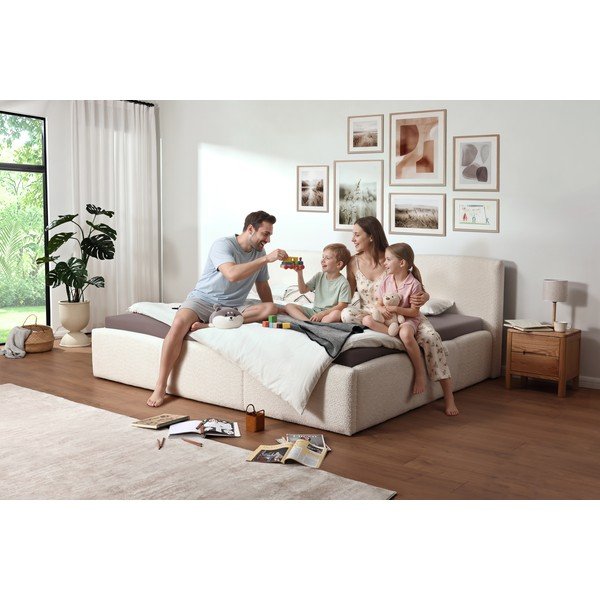 Letto matrimoniale imbottito avorio rete non inclusa 200x240 cm Merida – Meise Möbel-image-2