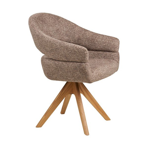 Sedia da pranzo marrone in imbottito con braccioli Dover – House Nordic-image-3