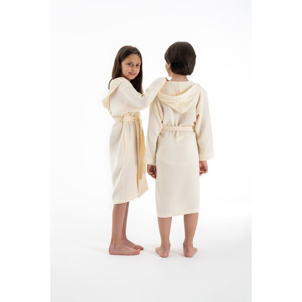 Accappatoio per bambini color crema in mussola 9-10 anni Muslin – Foutastic-image-3