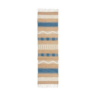 Passatoia blu/di colore naturale in misto iuta tessuta a mano 60x230 cm Medina Jute – Flair Rugs