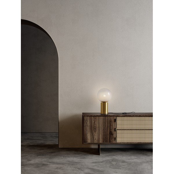 Lampada da tavolo bianca/dorata in vetro (altezza totale 35,5 cm) Vita – Nova Luce-image-1