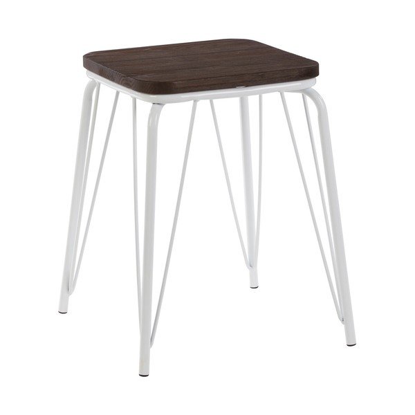 Sgabello bianco/colore naturale scuro in olmo massiccio District – Premier Housewares