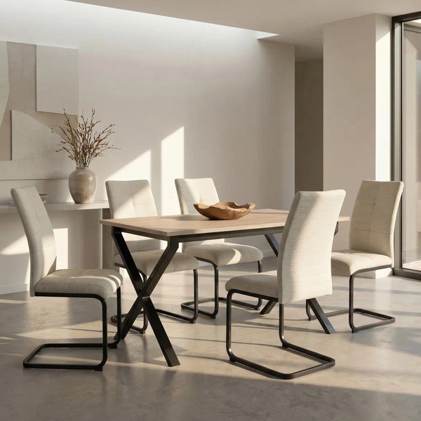 Tavolo da pranzo con piano effetto rovere 80x120 cm Ipswich – Støraa-image-1