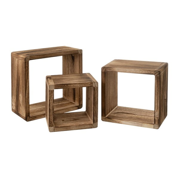 Mensole marroni in un set di 3 pezzi di legno massiccio pavlovnia - Casa Selección