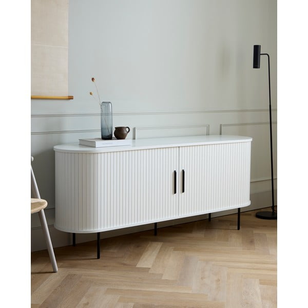 Cassettiera bianca con ante scorrevoli 180x76x45 cm Nola – Unique Furniture-image-1