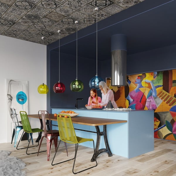 Lampada a sospensione bianca con paralume in vetro ø 30 cm Bilbao - Sollux-image-4