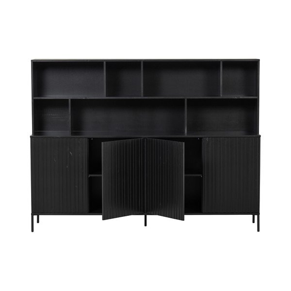 Libreria nera in pino massiccio 200x150x44 cm Gravure – WOOOD-image-3