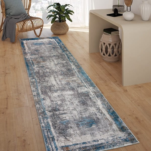 Passatoia blu lavabile 60x150 cm Abstract Colors Blue – Vitaus-image-1