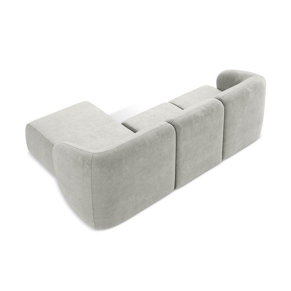 Divano angolare grigio chiaro (con penisola a destra/con chaise lounge) con rivestimento in ciniglia Lani – Makamii-image-3