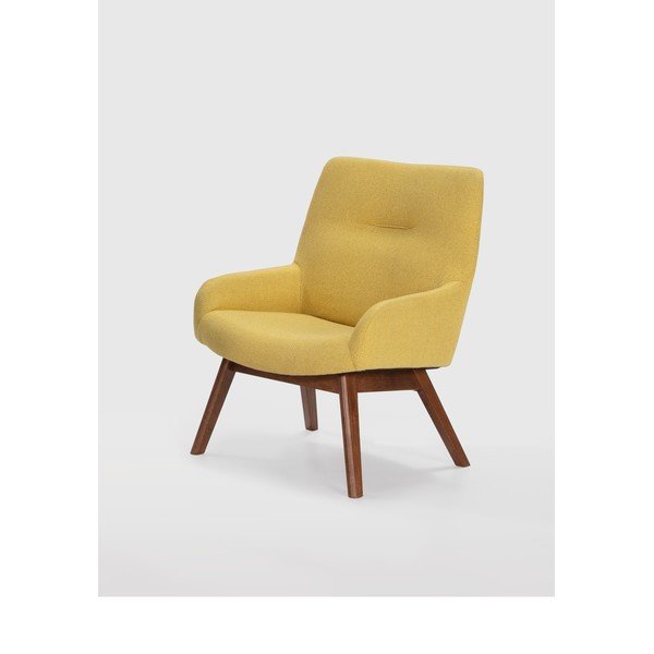 Poltrona gialla con gambe in legno Messina - Marckeric-image-1