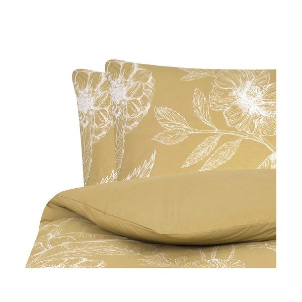 Biancheria da letto in percalle di cotone giallo 200x200 cm Keno - Westwing Collection-image-2
