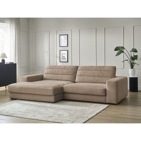 Divano angolare grigio tortora (con penisola a sinistra/con chaise lounge) con rivestimento in velluto Sierra – Bobochic Paris-image-1