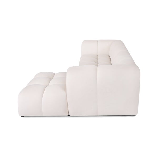 Divano angolare color crema (con penisola a destra e chaise lounge) con rivestimento in velluto Cube – Bonami Selection-image-3