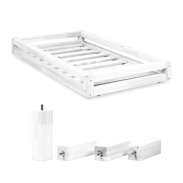 Set di cassetti bianchi sotto il letto e 4 gambe allungate, per letto 90 x 180 cm - Benlemi