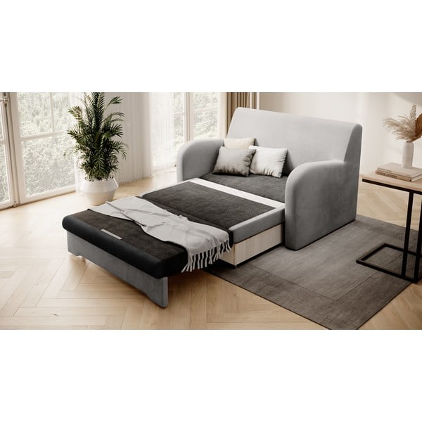 Divano grigio chiaro/color antracite allungabile e rivestimento in velluto 130 cm Ario – ELTAP-image-2