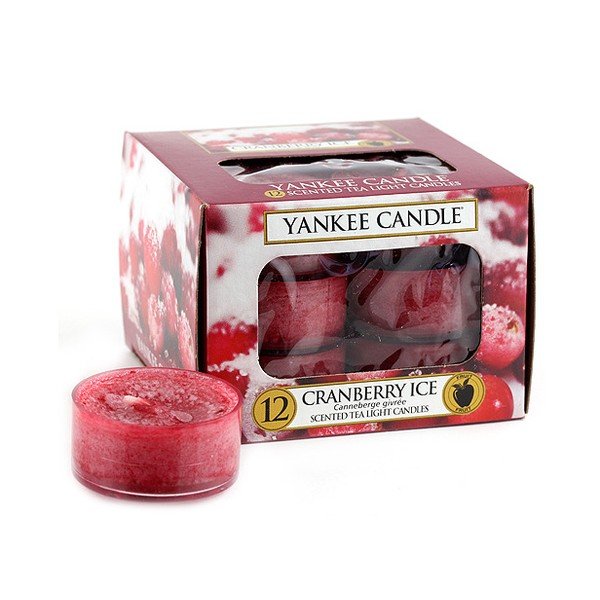Sada 12 vonných svíček Yankee Candle Ledové Brusinky, doba hoření 4 - 6 hodin