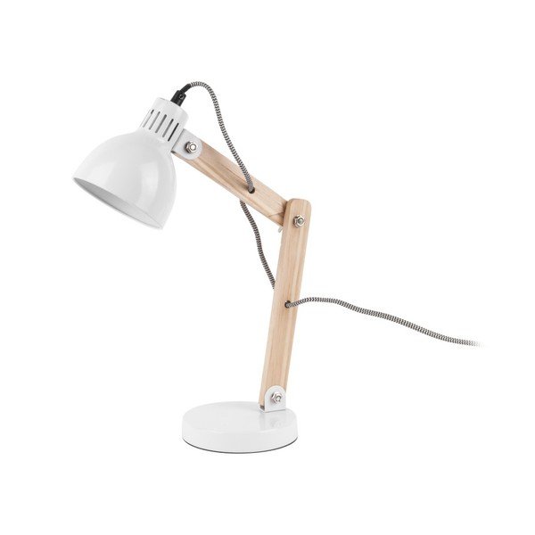 Bílá stolní lampa s dřevěnými detaily Leitmotiv Ogle