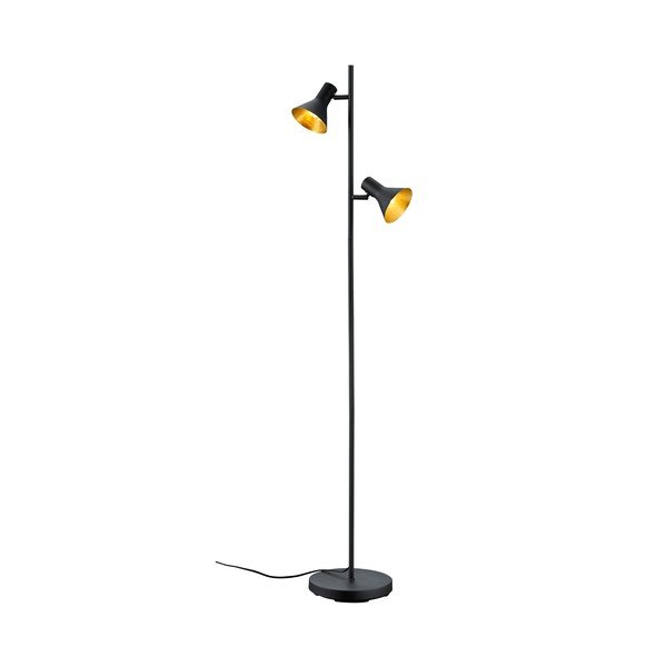 Lampada da terra nera con paralume in metallo (altezza totale 144 cm) Nina – Reality
