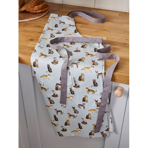 Grembiule in cotone blu Curious Cats - Cooksmart ®-image-1