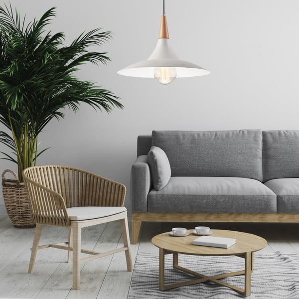 Lampadario bianco con paralume in metallo ø 30 cm Ufo – LAMKUR-image-1