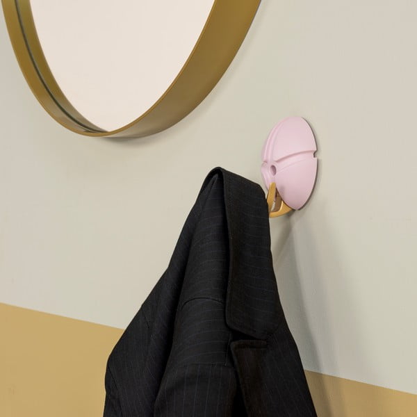 Gancio da parete rosa chiaro/dorato in plastica Tick – Spinder Design-image-3