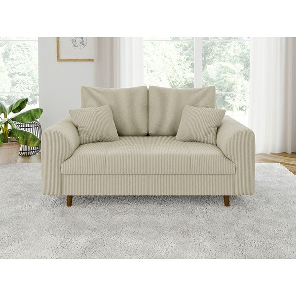 Divano beige con rivestimento in velluto a coste 150 cm Ariella – Ropez-image-1