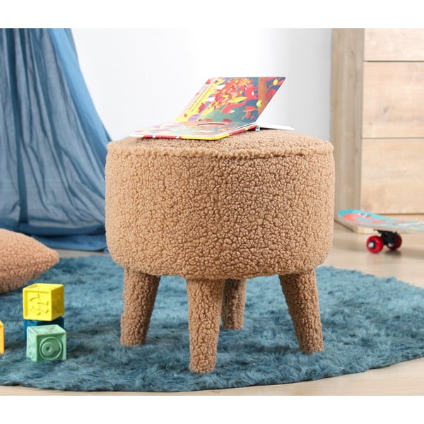 Pouf marrone per bambini in tessuto bouclé Moouv - Artie-image-3