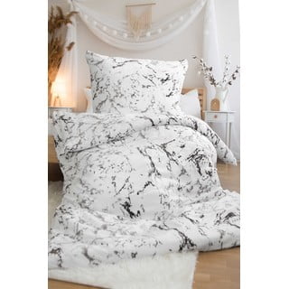 Biancheria da letto singola in microflanella bianca e nera 140x200 cm - Jerry Fabrics