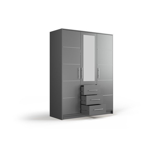 Armadio grigio con specchio 147x200 cm Derry - Cosmopolitan Design-image-3